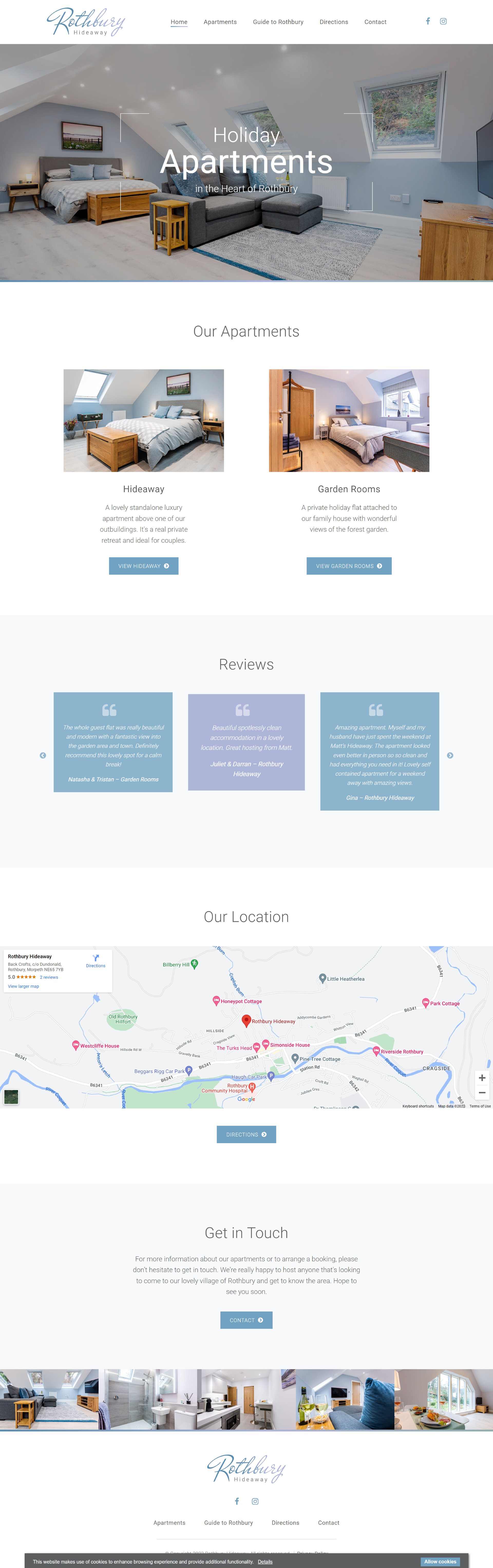 Rothbury Hideaway website